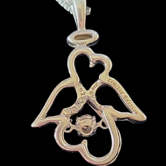 Open Heart Rhythm in Motion 1/6 ct tw Diamond Angel Necklace in 10K Rose Gold/SS - Picture 2 of 3